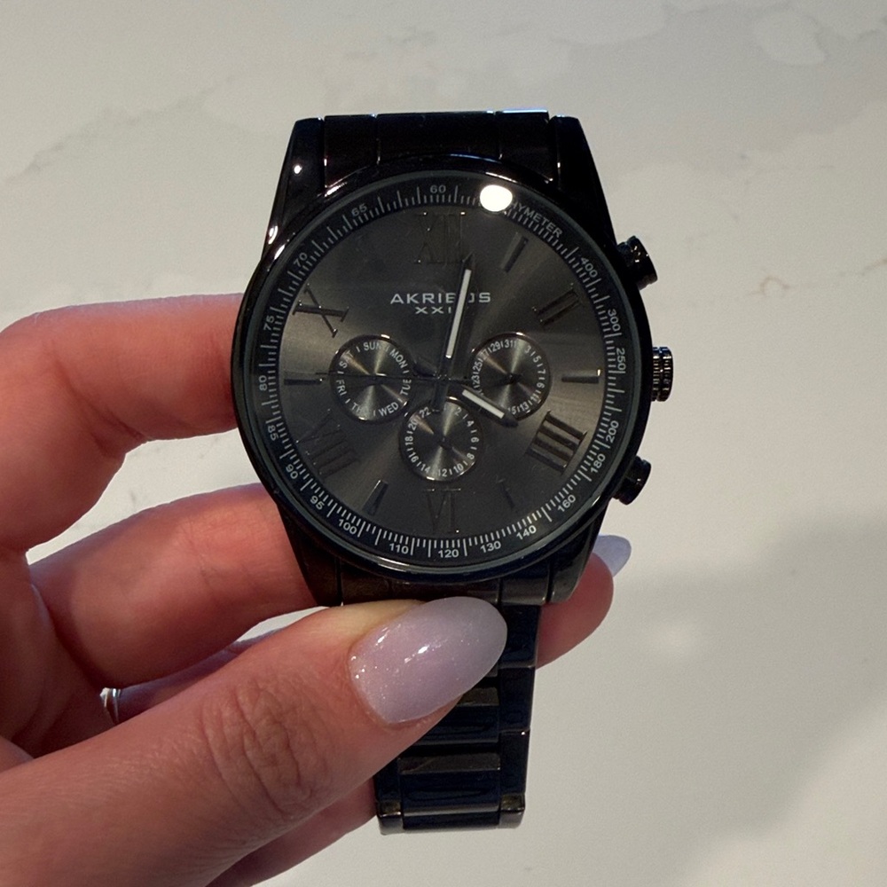 Akribos XXIV Black Stainless Chronograph Watch